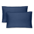 Dark blue microfiber king pillow shams, set of 2, rectangular with smooth finish
