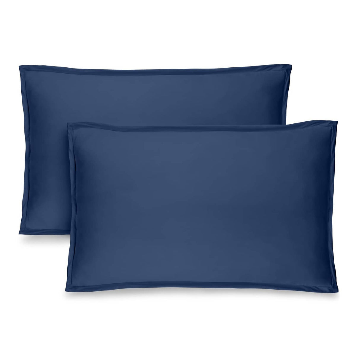 Dark blue microfiber king pillow shams, set of 2, rectangular with smooth finish