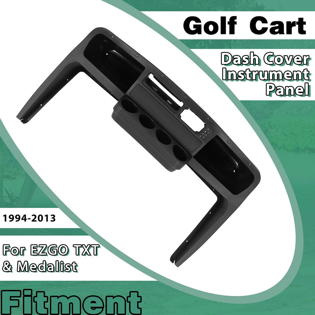 Black dash cover insert with round cup holders and rectangular display opening