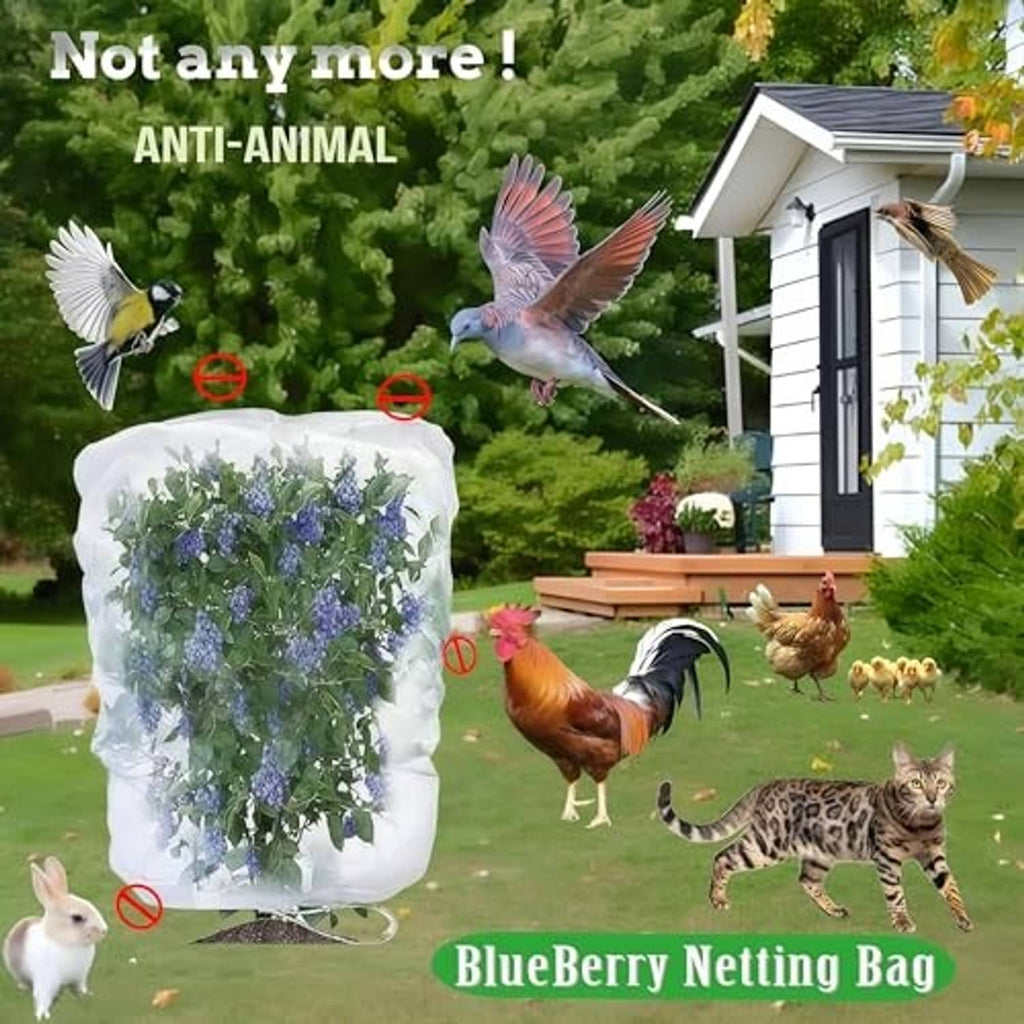 White anti-animal mesh tree netting bag, shown with net opening