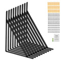 Triangular floating shelf brackets set, black steel L supports with mounting holes