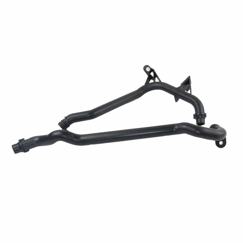 Engine heater coolant water pipe with U-bent black hose and mounting bracket