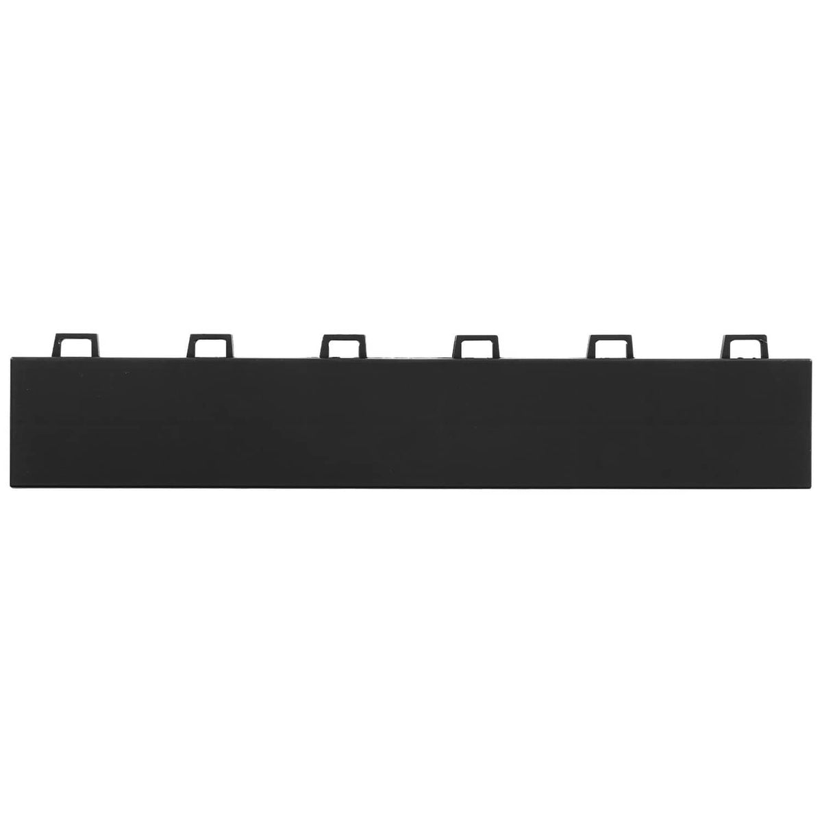 Black straight border edge mat with raised interlocking connector tabs