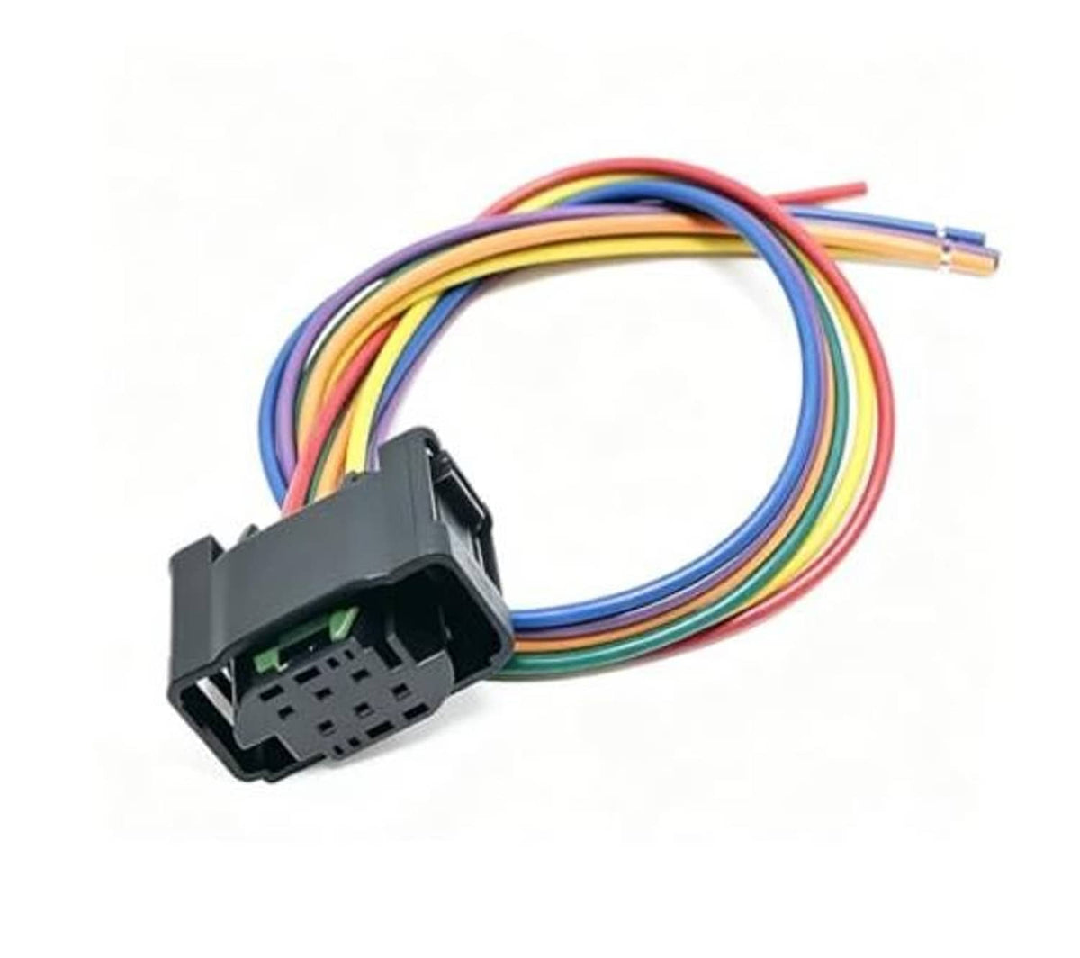Electronic throttle body pigtail connector wire harness showing multi-color wire leads
