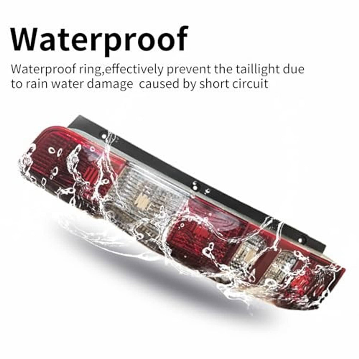 Tail light with red and clear lenses in a black waterproof-style housing.