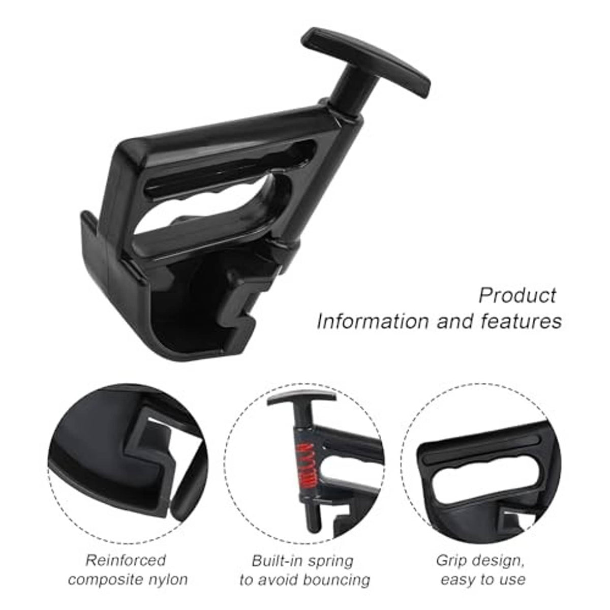 Black tire bead clamp tool with top handle, side grip, and front jaw opening