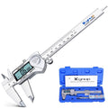 Stainless steel digital caliper with LCD display and thumb roller, 6-inch scale