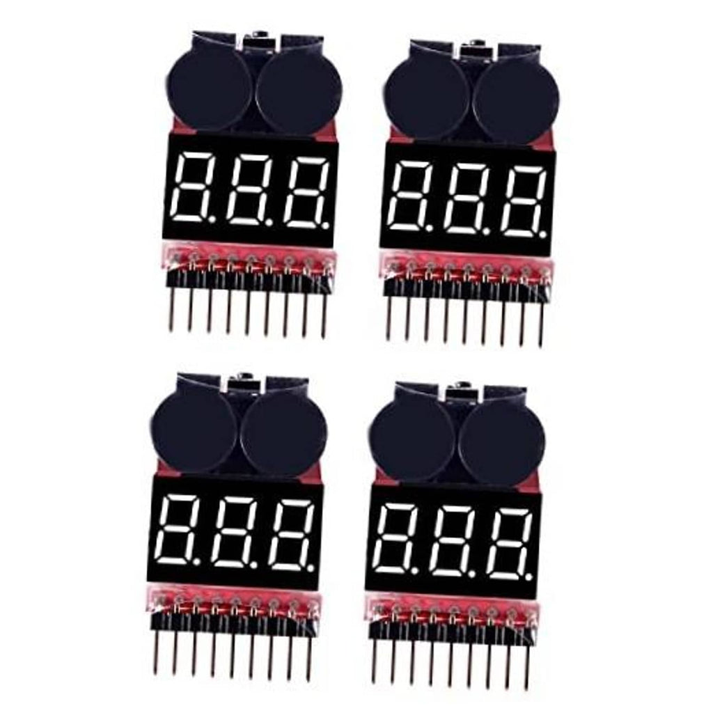 4-pack lipo battery voltage testers with LED numeric displays and pin headers