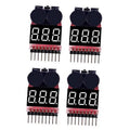 4-pack lipo battery voltage testers with LED numeric displays and pin headers