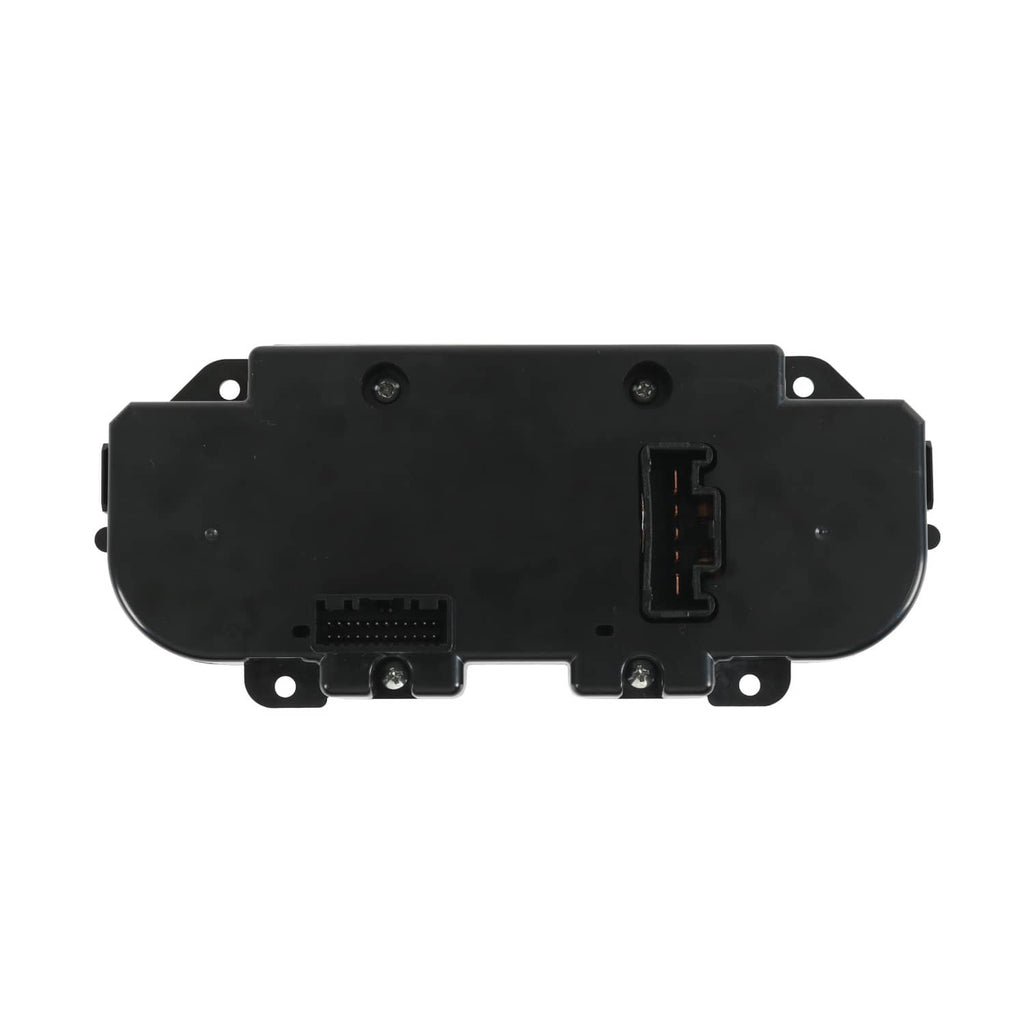 Black AC heater climate control module with mounting holes and electrical connector