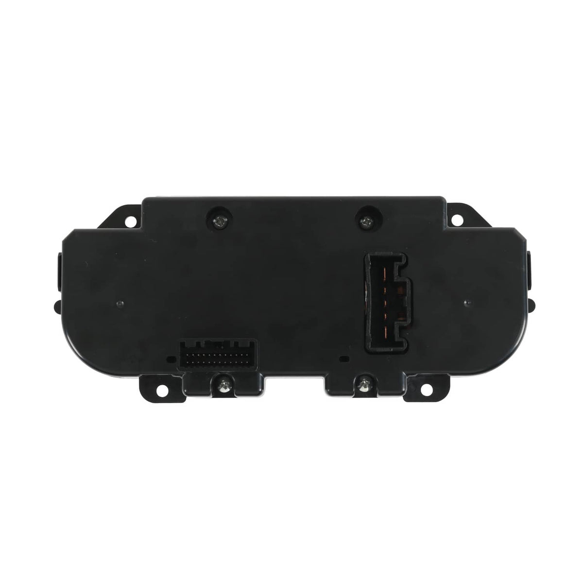Black AC heater climate control module with mounting holes and electrical connector