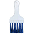 Air conditioner coil cleaning brush with white handle and blue stiff bristles
