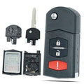 Dark key fob shell replacement case set with metal key blade and inner parts, showing buttons