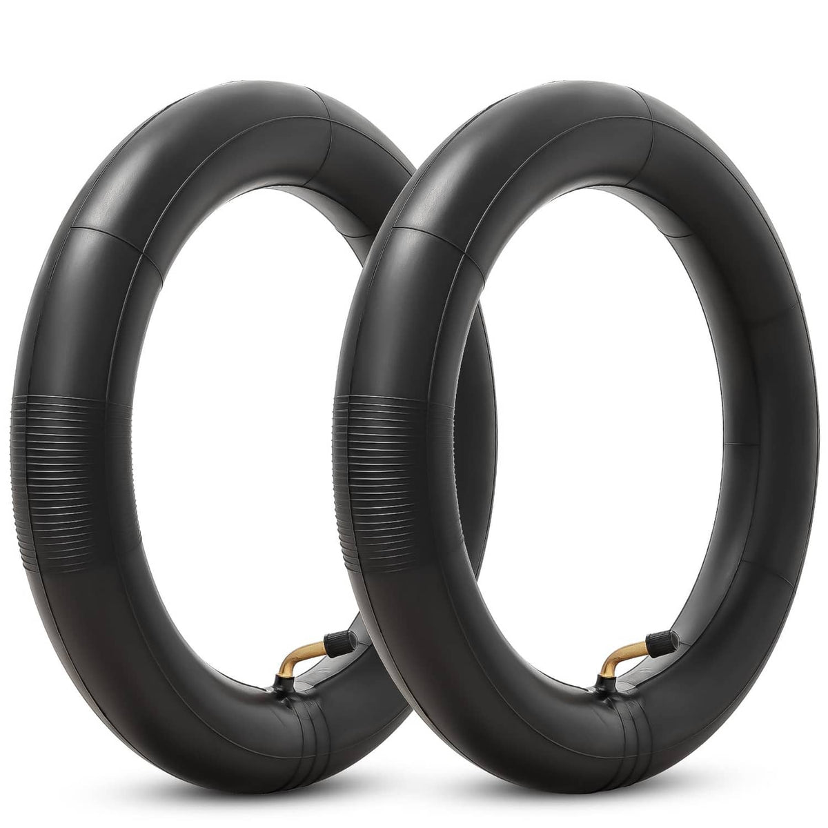 Black scooter inner tube pair, two round tubes with valve stems