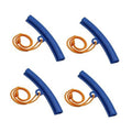 Blue tire rim protector bars with orange rope loops, four-piece set