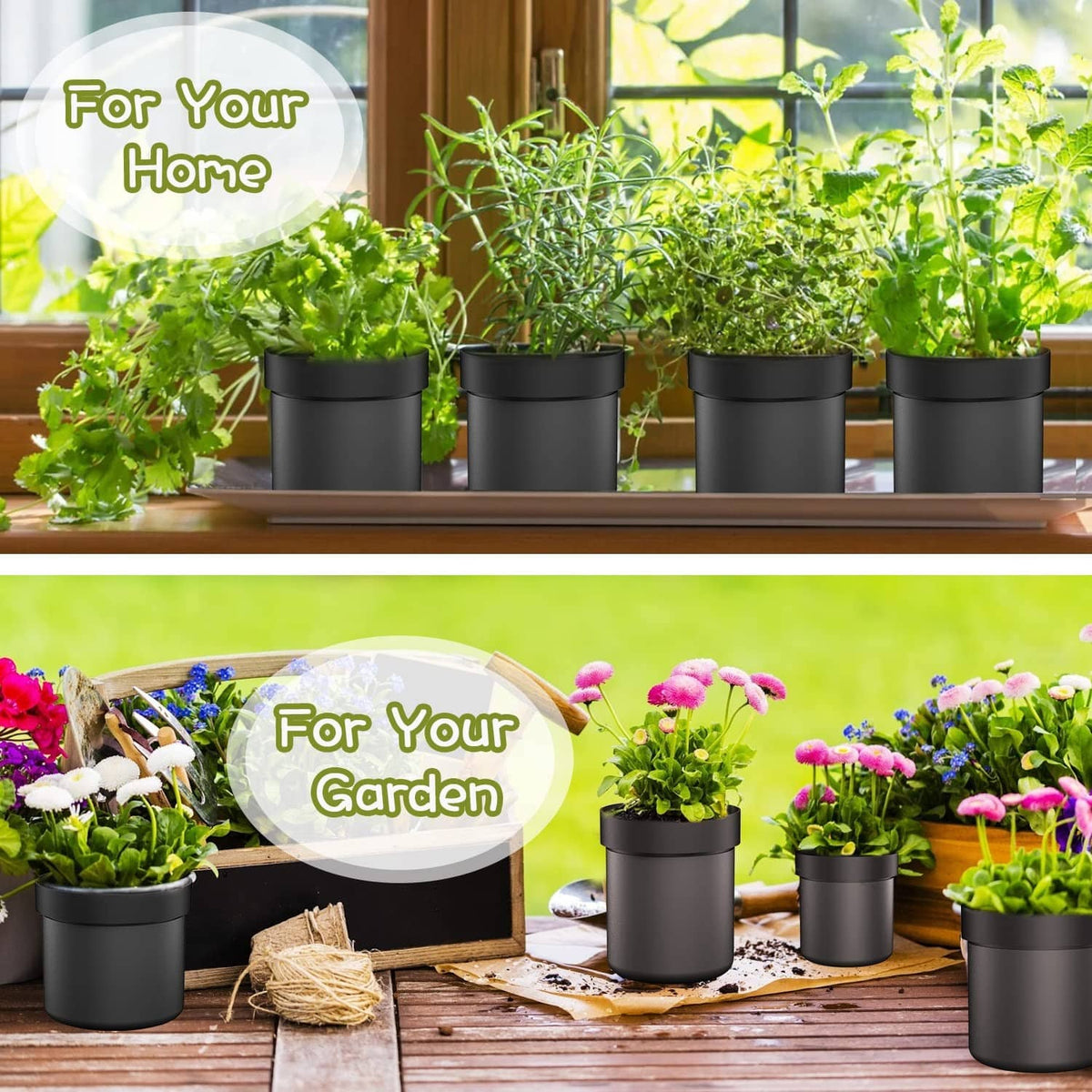 Set of black hidden planter safes with top lids, arranged for home and garden use.