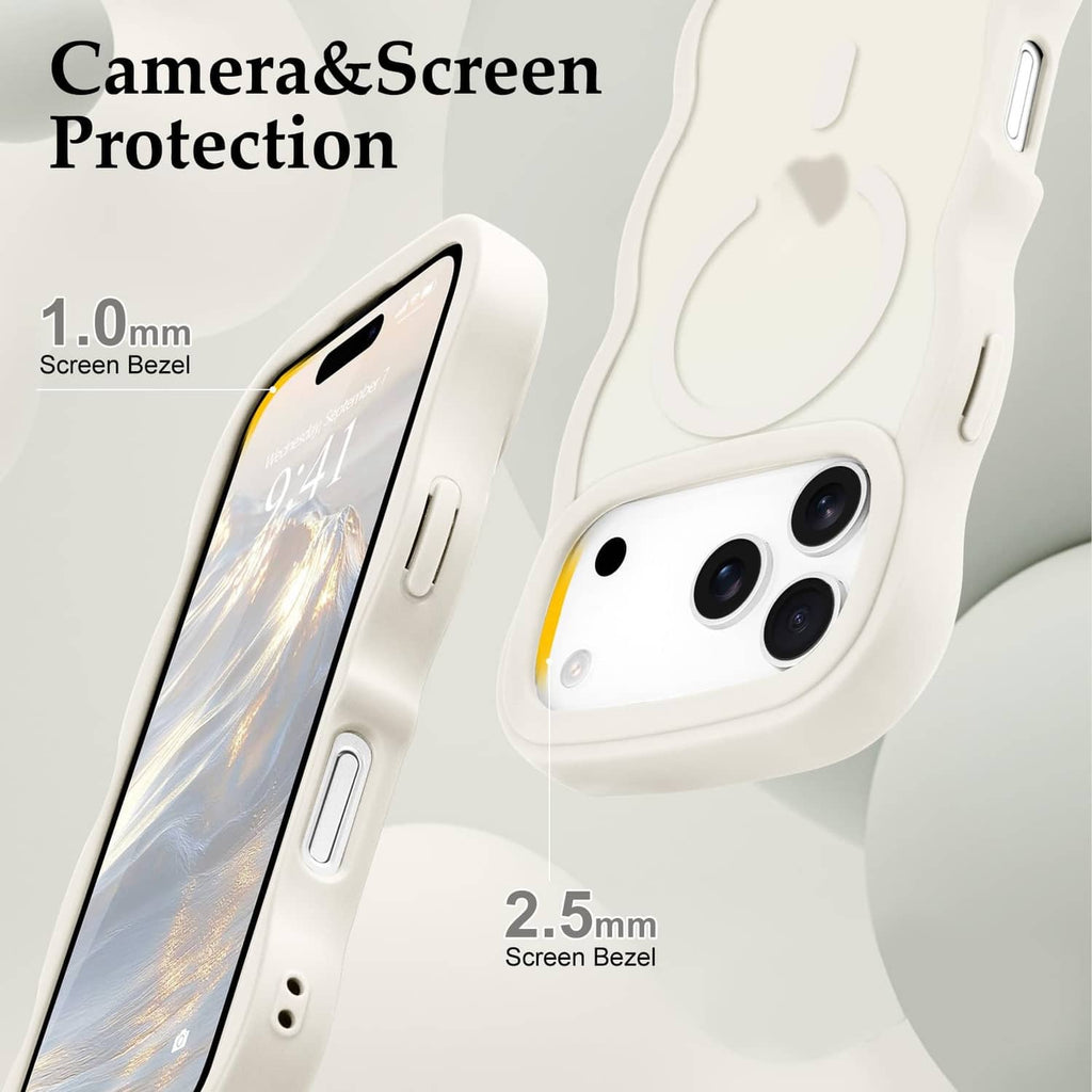 Stone cream case with raised screen and camera bezel edges