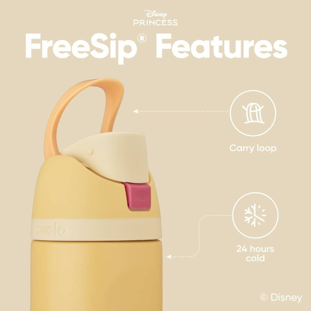 Yellow insulated bottle with carry loop handle and FreeSip spout