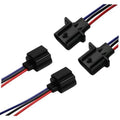 Headlight socket converter kit with male and female wiring connectors, black plastic housings