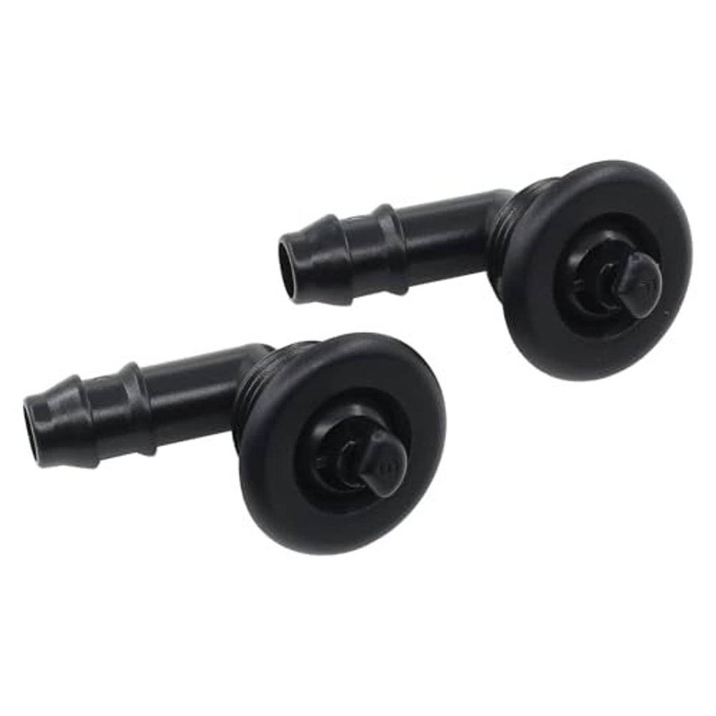 Two black washer sprayer jets with circular bases and tubular outlets