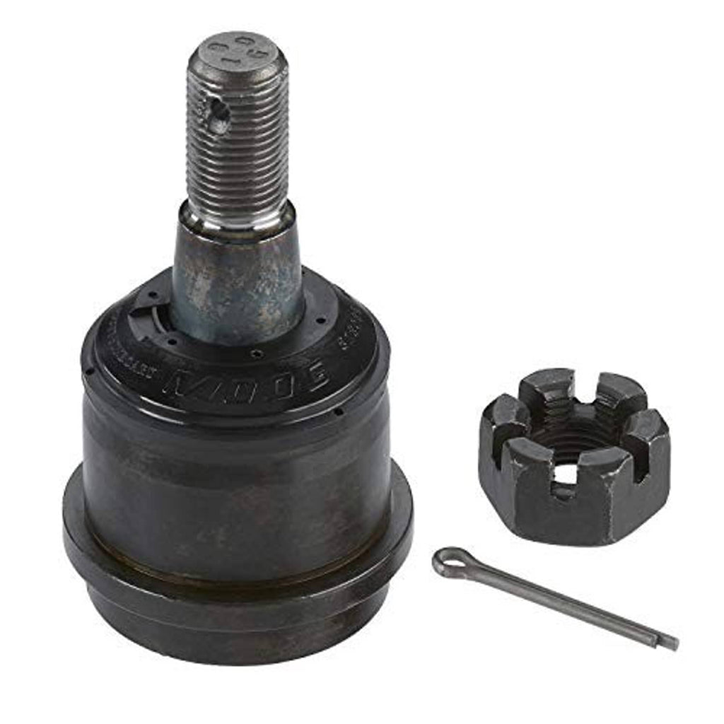 Front upper suspension ball joint with black housing, threaded stud, and included pin