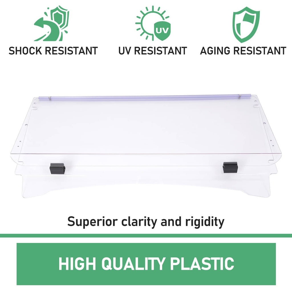 Clear folding windshield windscreen panel with purple bar and black mounting corners