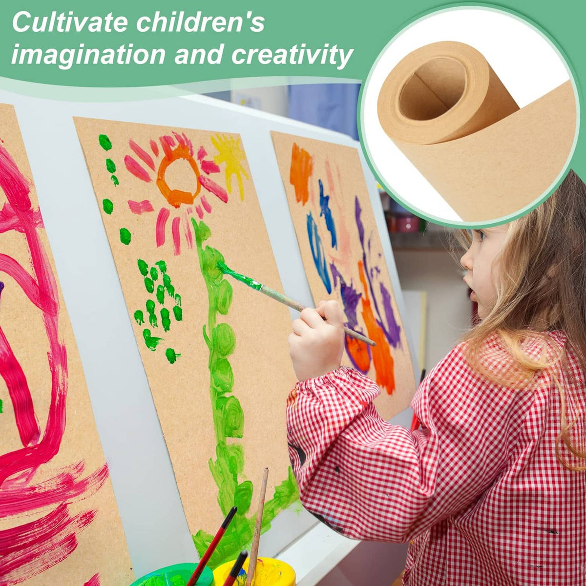Kraft paper roll and sheet canvas for children's painting