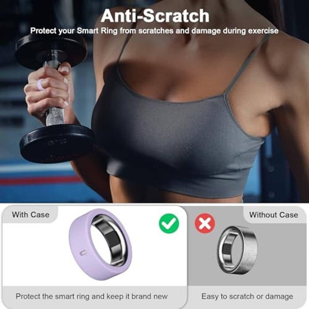 Purple ultra-thin silicone smart ring case with protective ring opening