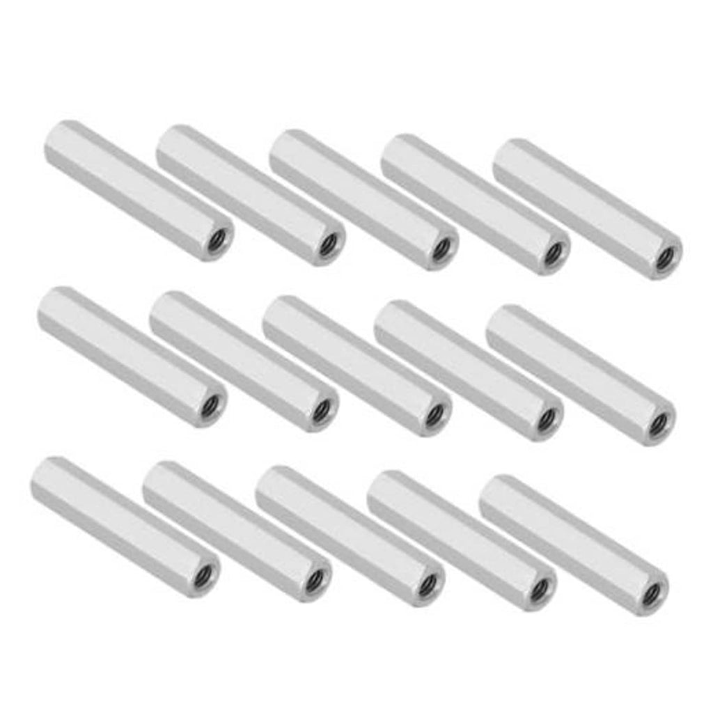 Stainless steel hex coupling nuts with internal threads, set of multiple pieces