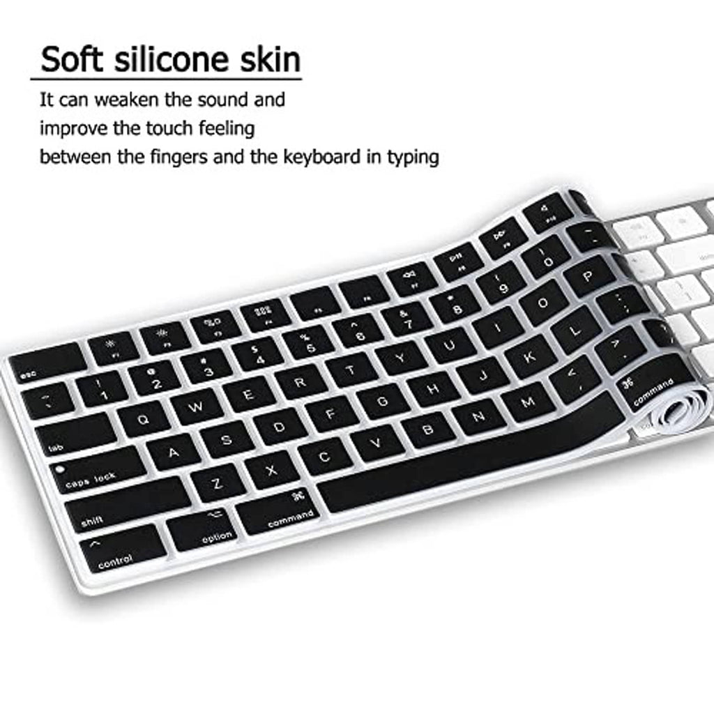 Silicone keyboard cover with full key grid and black keys on a keyboard