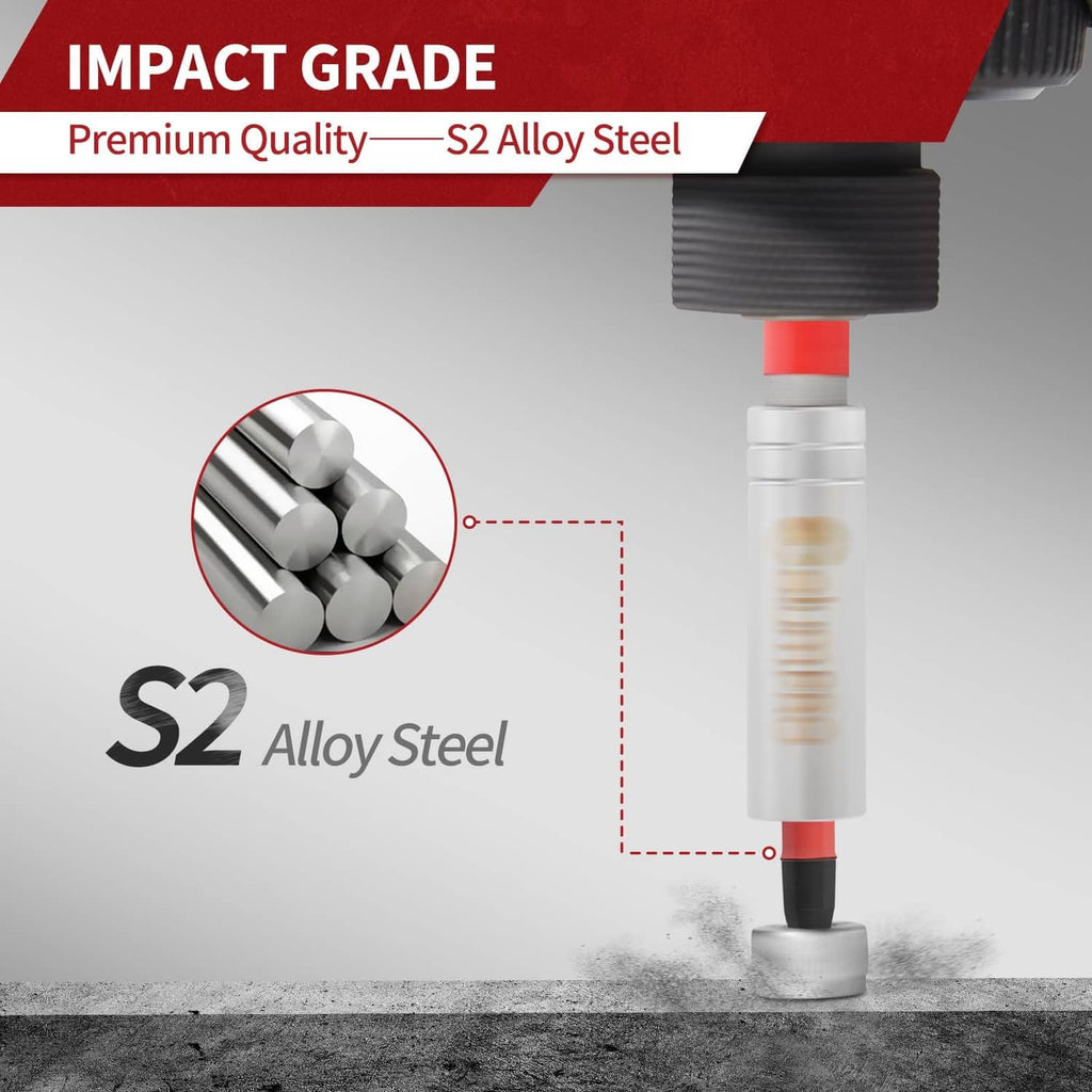 S2 alloy steel impact insert bit, black body with red ring, Robertson square drive
