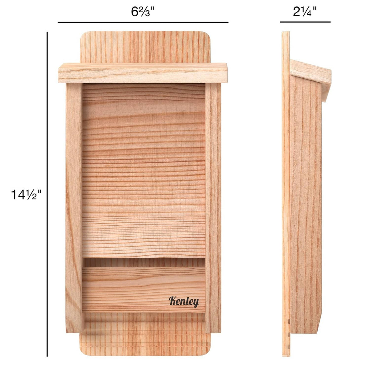 Cedar bat house dimensions diagram with overall height and depth