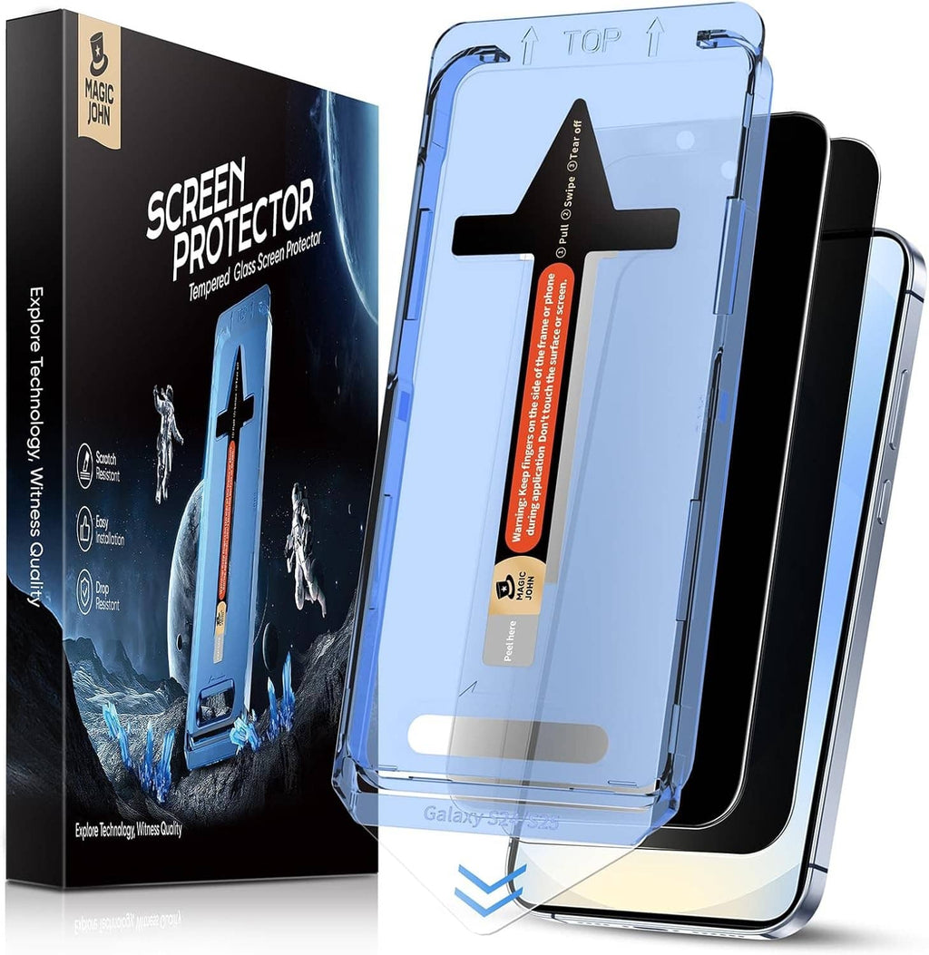 Privacy screen protector for Samsung Galaxy S25, 2-pack with installation tray