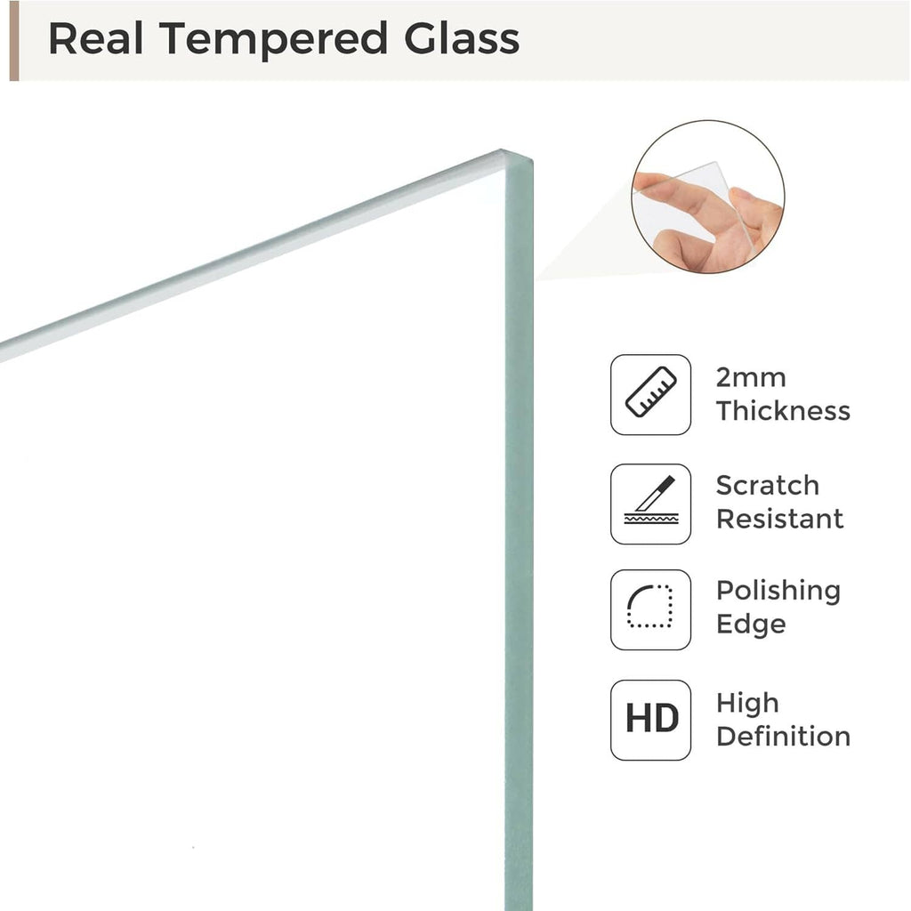 Walnut wood picture frame with HD tempered glass and polished edges, 2mm thickness
