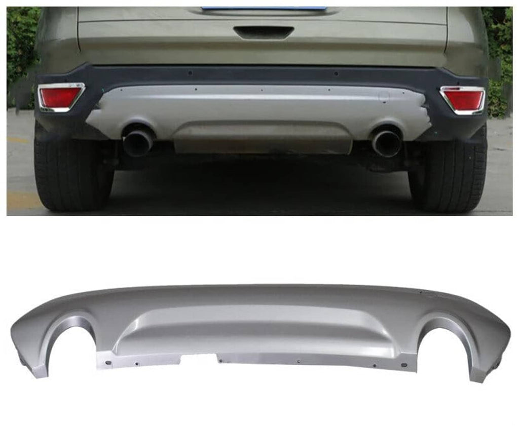 Silver rear lower bumper cover with dual exhaust openings and red taillight housings