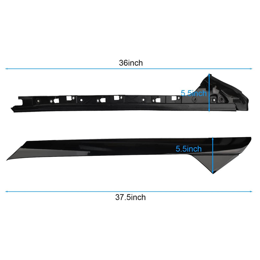 Black windshield A-pillar molding trim set, left and right with mounting brackets