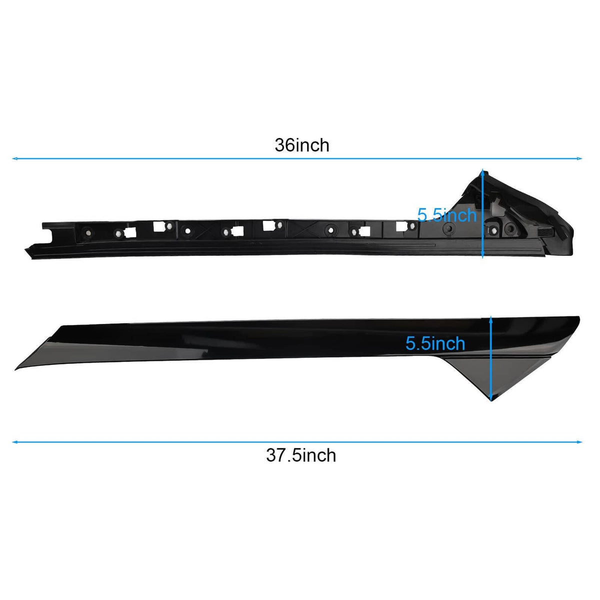 Black windshield A-pillar molding trim set, left and right with mounting brackets