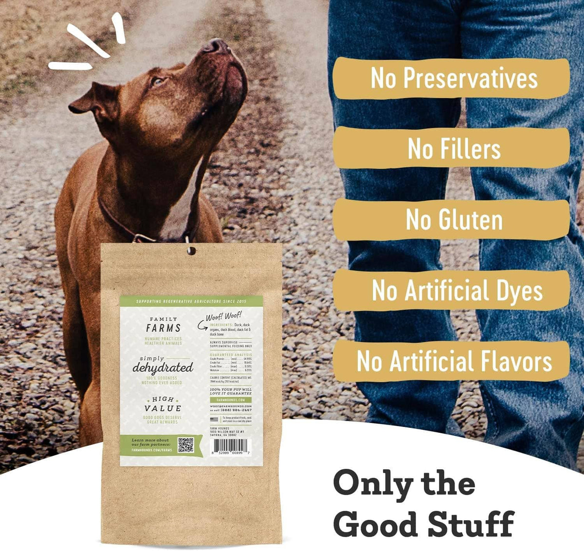 Duck Trainers pouch with no preservatives, no fillers, no gluten, no dyes labels