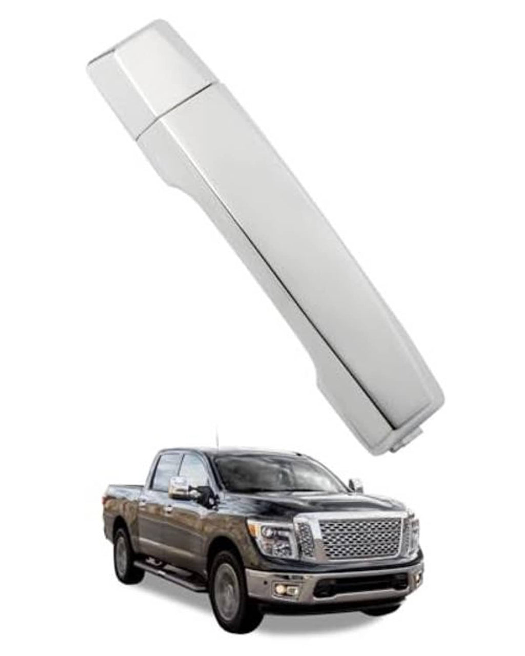 Chrome exterior front passenger door handle, long rectangular lever