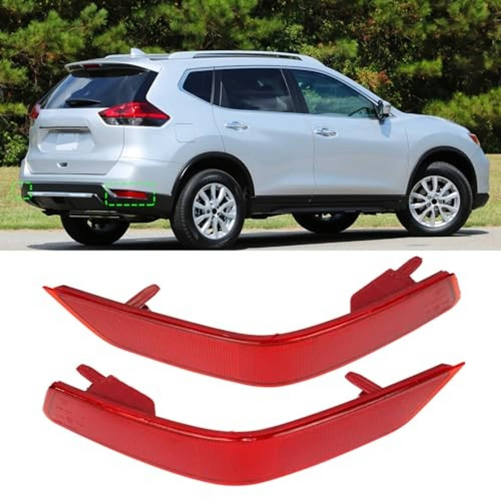 Red rear bumper reflector inserts, two curved pieces for left and right sides