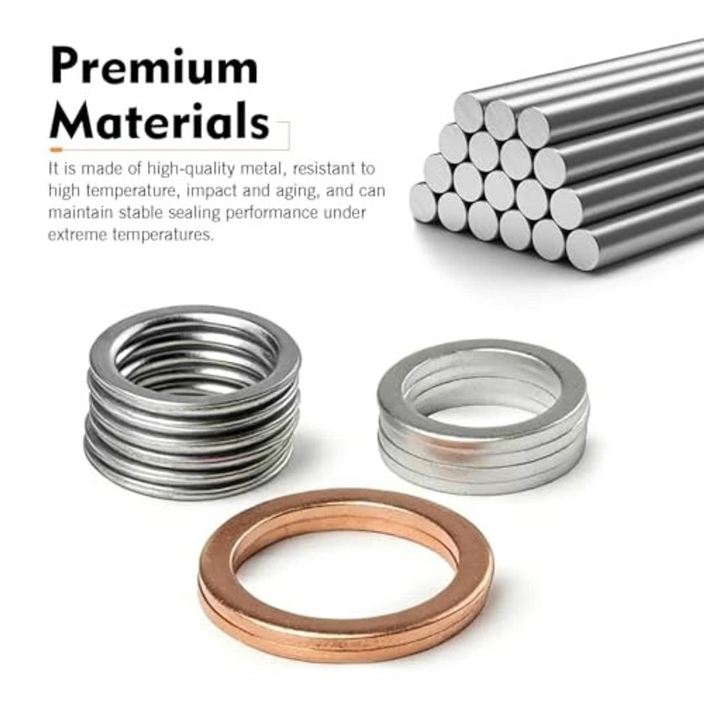 Differential transfer gasket rings: stacked silver metal washers and a copper ring