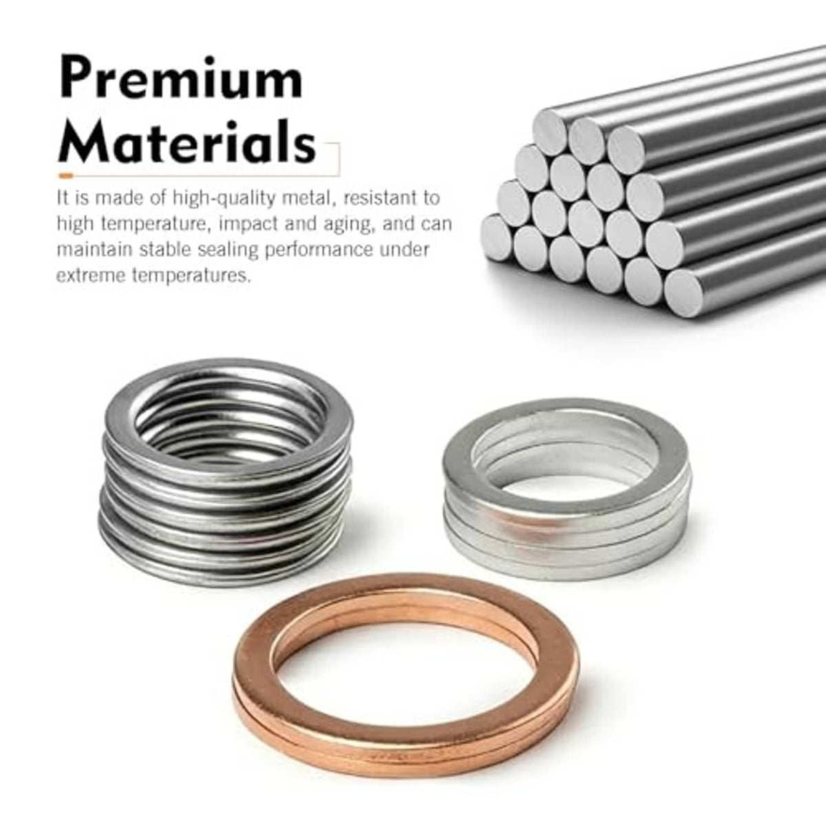 Differential transfer gasket rings: stacked silver metal washers and a copper ring