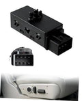 Black power seat adjuster switch module with plug connectors shown near door trim