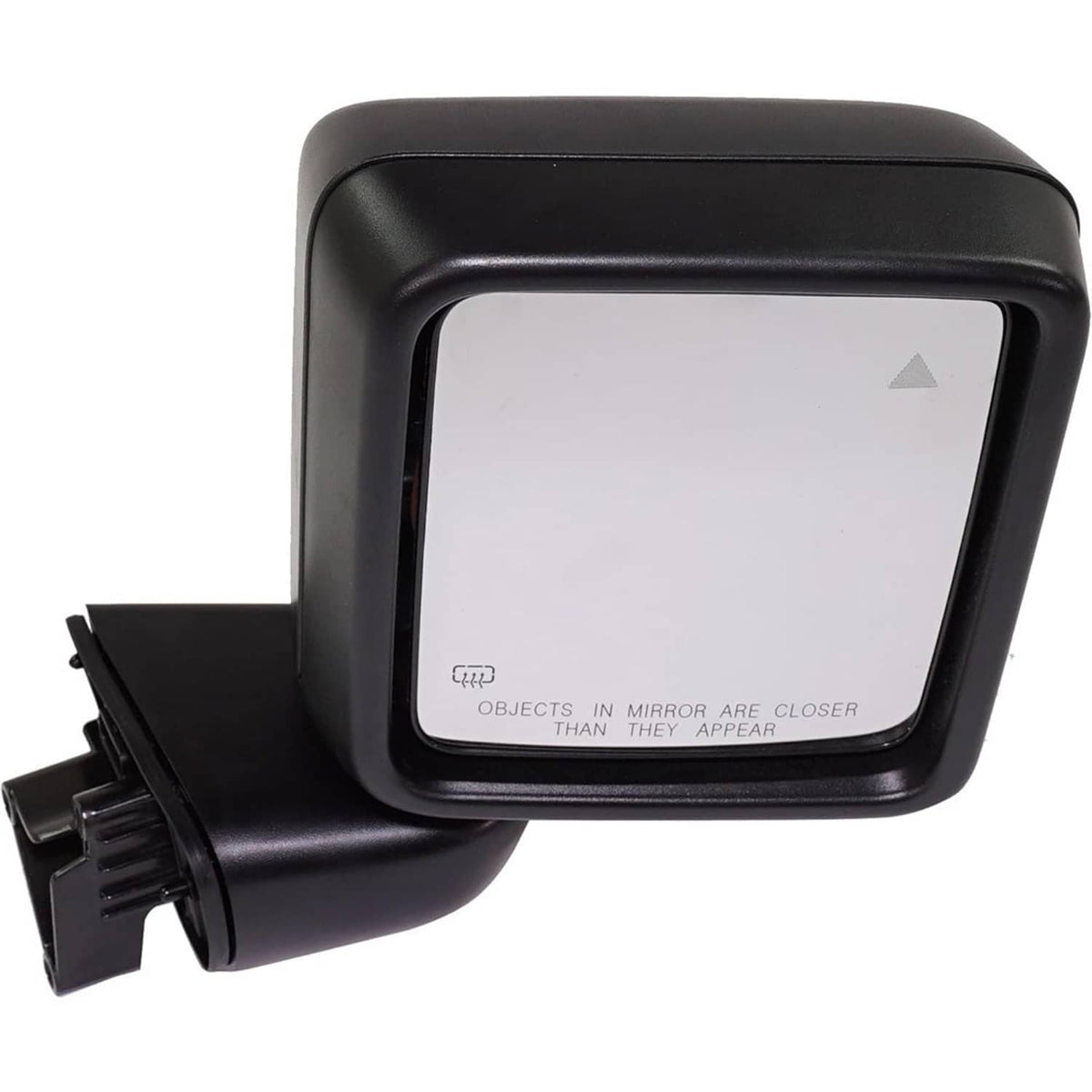 Black rectangular rear-view mirror with blind-spot indicator icon on glass