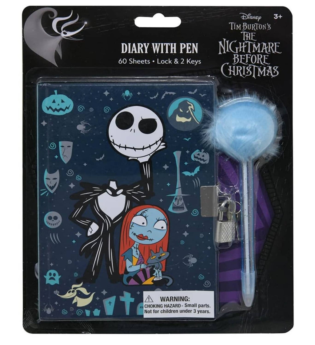 Locked diary with cartoon cover, pom pen, and two keys