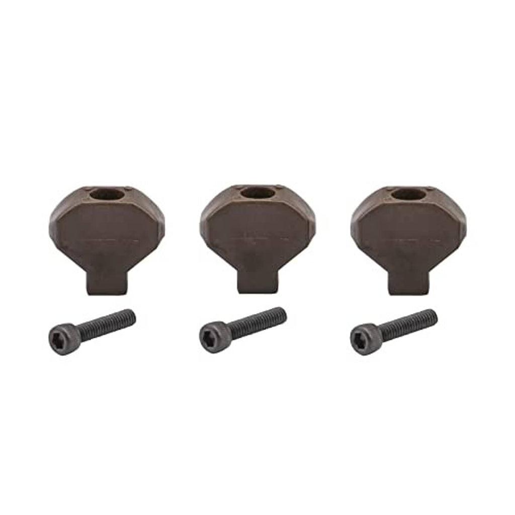Dark brown hex clutch buttons with mounting bolts, three-piece set