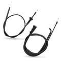 Engine hood release cable wire set, two coiled black cables with end hardware