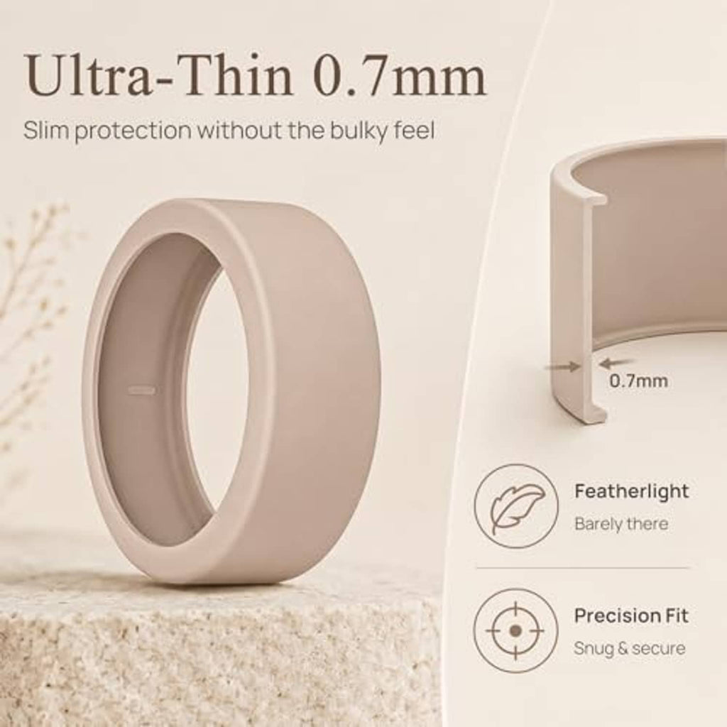 Beige ring cover for Oura Ring Gen 4, front view with thin profile