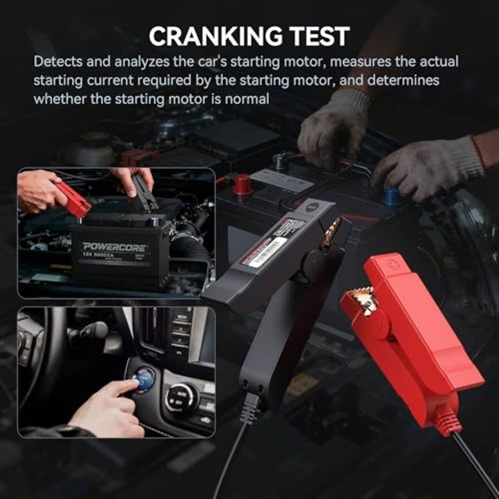 Car battery tester clips in red and black with battery connection leads