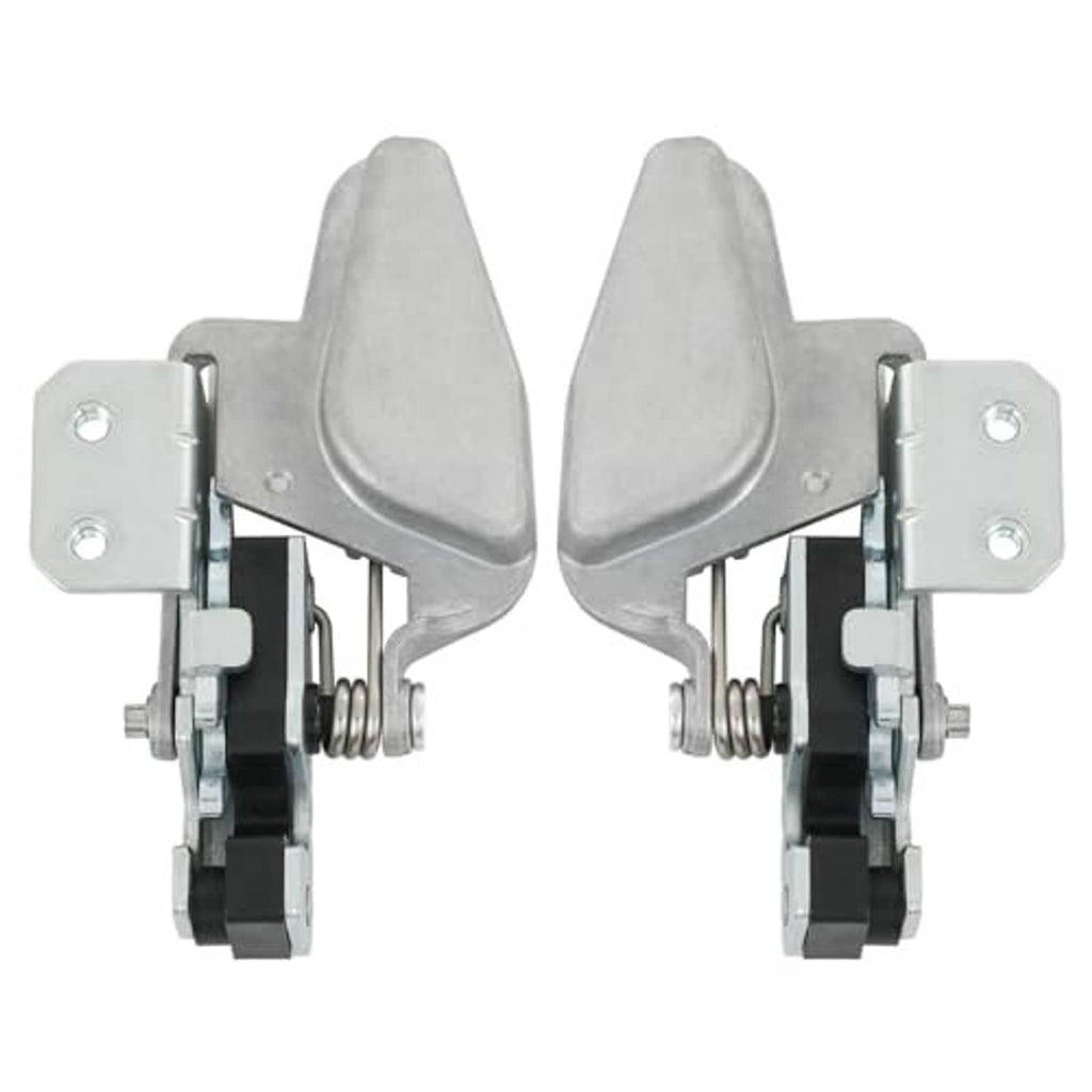Metal door latch lock pair with triangular handles, springs, and side mounting plates